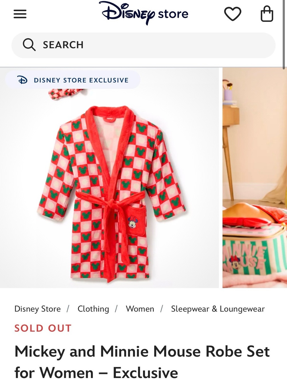 NWT** Minnie Mouse Plush Robe with Spa Headband